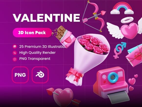3D Valentine's Day Icon Set