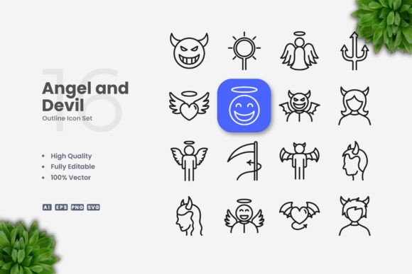 Angel and Devil Icons: Bold Visuals for Every Project
