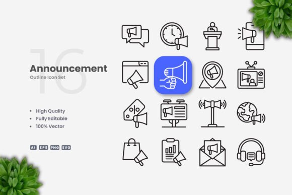 Announcement Icons: Simple, Clean, and Versatile