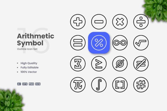 Arithmetic Symbol Icons for Clear Communication