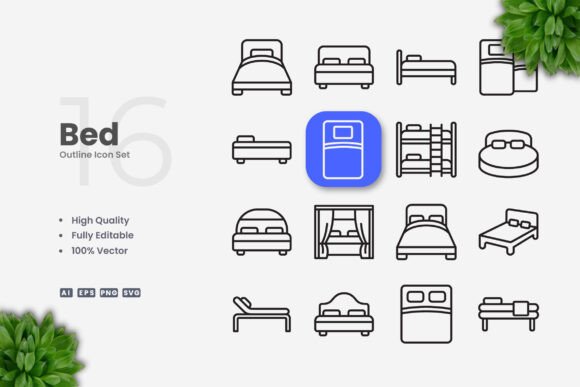 Bed Icons: Simple, Clean, and Versatile