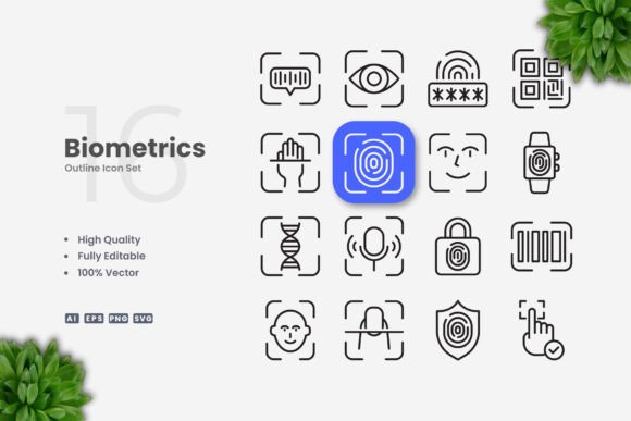 Biometrics Icons for Modern Design and Functionality