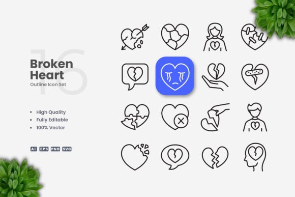 Broken Heart Icons for Creative Projects