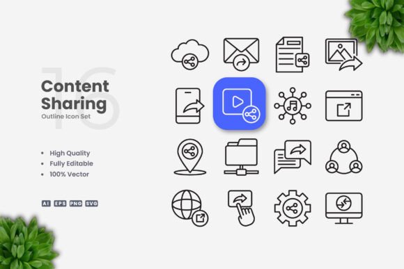 Content Sharing Icons: Enhance Your Digital Presence with Simplicity and Style