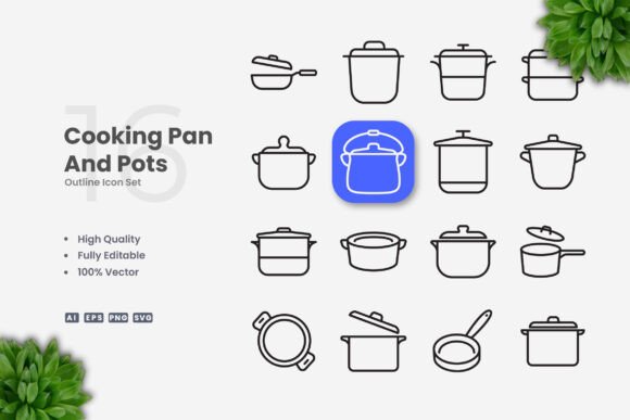 Cooking Pan and Pots Icons: A Versatile Design Resource for Creative Projects