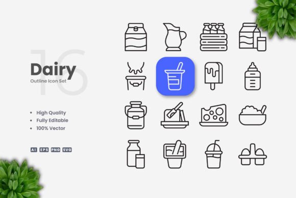 Dairy Icons: Simple, Clean, and Versatile
