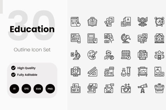 Education Outline Icon Pack: A Versatile Design Resource