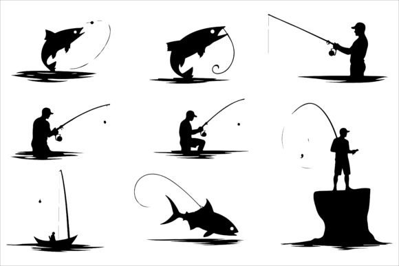 Enhance Your Creative Projects with the Angling Silhouette Vector Collection