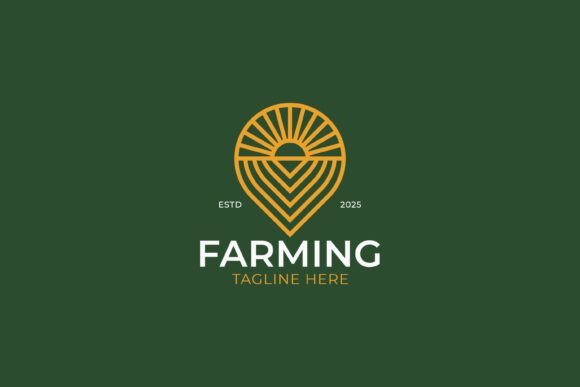 Farming Sunrise Linear Shape Logo Badge