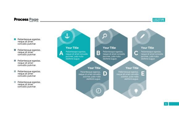 Hexagon Process Chart Slide Template Wit