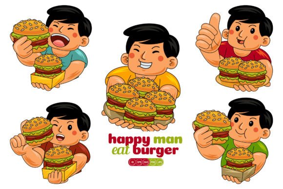 Man Eating Burger Vector Pack 02: Creative Freedom in Design