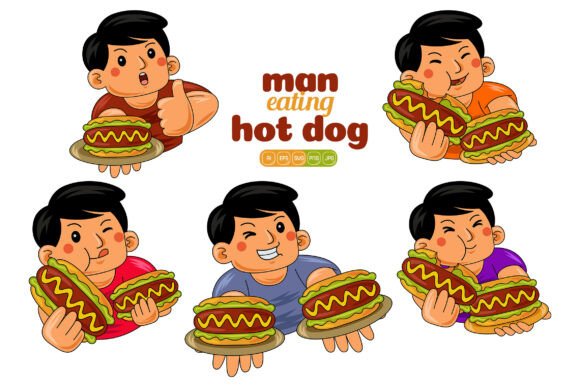 Man Eating Hotdog Vector Pack 01: A Versatile Tool for Creative Workflows