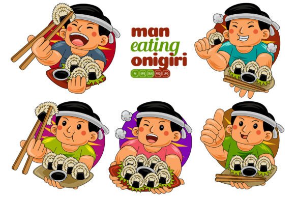 Man Eating Onigiri Vector Pack 01: A Versatile Tool for Creative Workflows