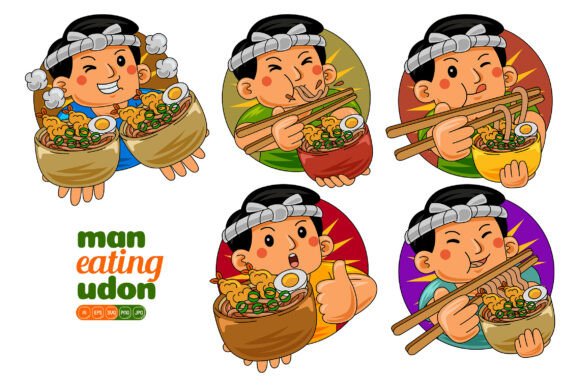 Man Eating Udon Vector Pack 02: A Versatile Design Resource