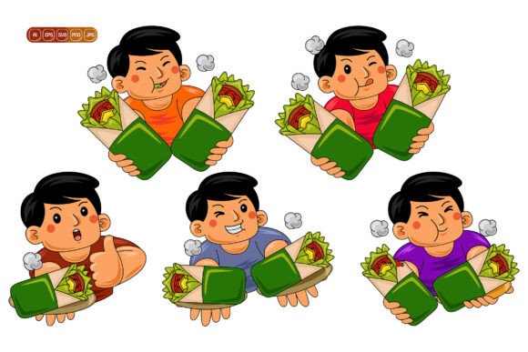 Man Eating Wrap Vector Pack 02: A Versatile Design Resource for Creatives