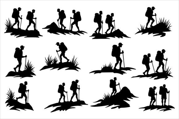 Modern Hiking Icon Vector Bundle