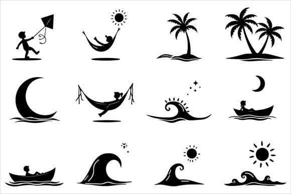 Tropical Vibes Summer Silhouette Set