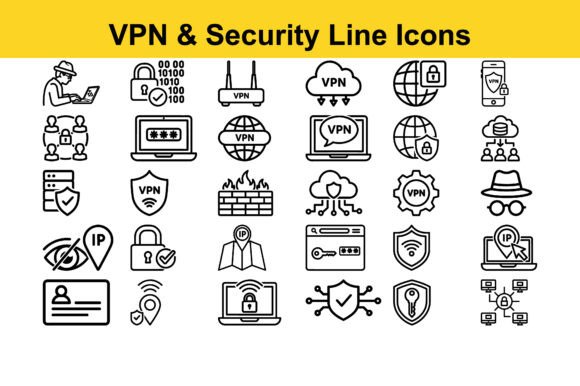 VPN Security Line Icons